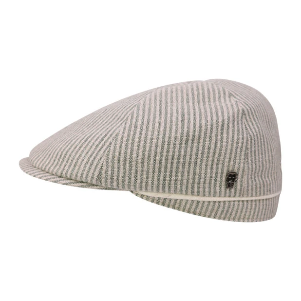 City Sport Zomer Flat Cap | Olijf Beige Gestreept | www.pietkoopmans.nl