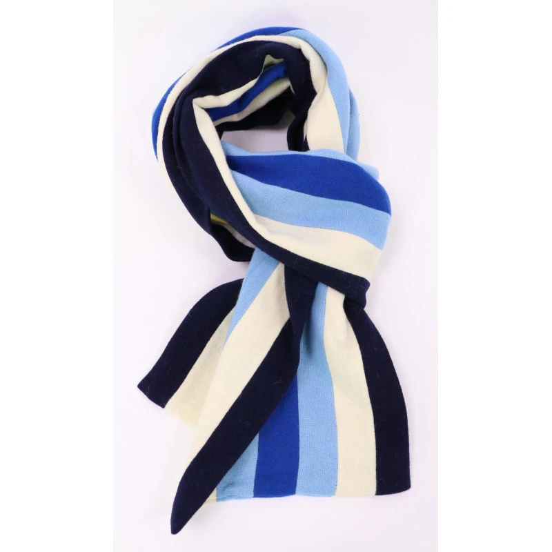 College Shawl York | Wit Navy Blauw | www.pietkooopmans.nl