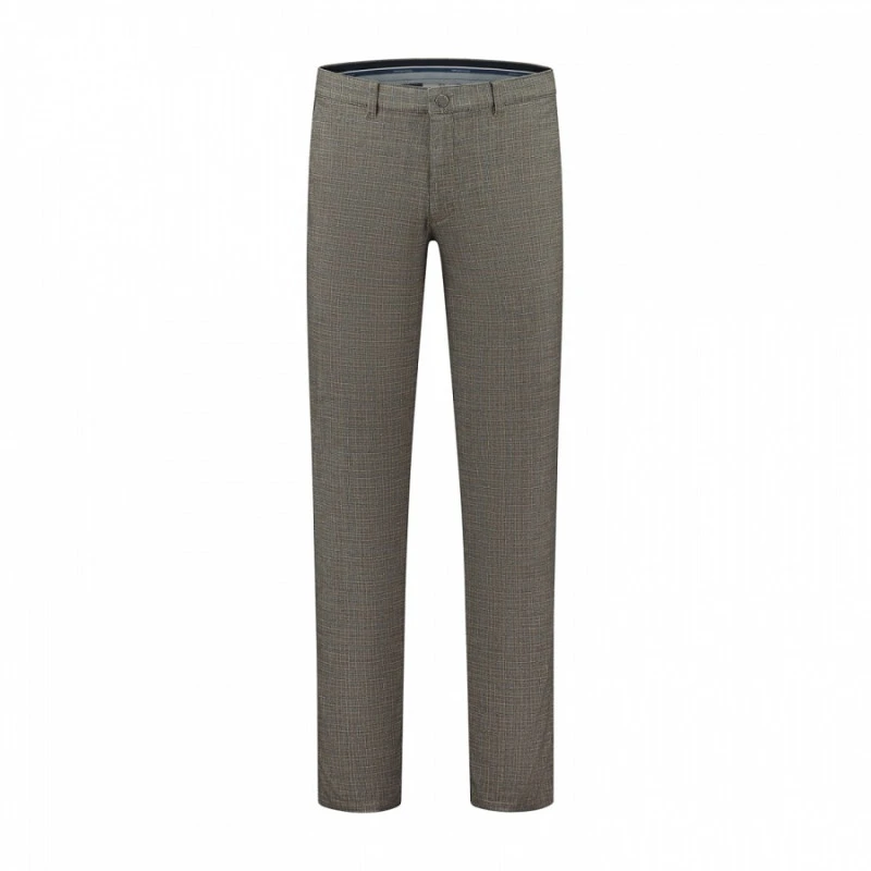 Com4 Winter Chino | Bruin Geruit | www.pietkoopmans.nl