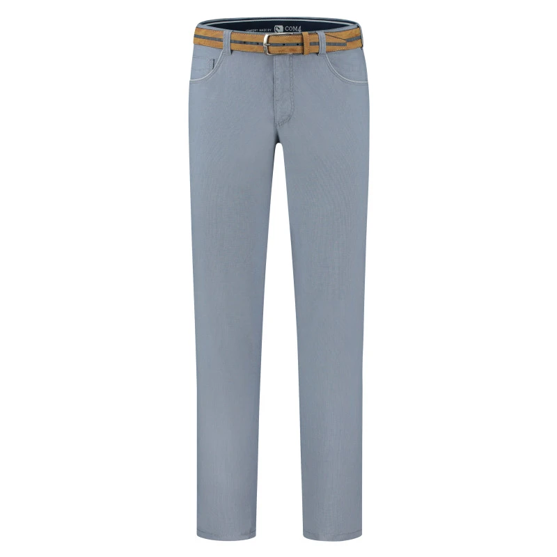 Com4 5 Pocket Broek | Ruit Blauw | www.pietkoopmans.nl