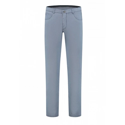 Com4 5 Pocket Broek | Lichtblauw Print | www.pietkoopmans.nl