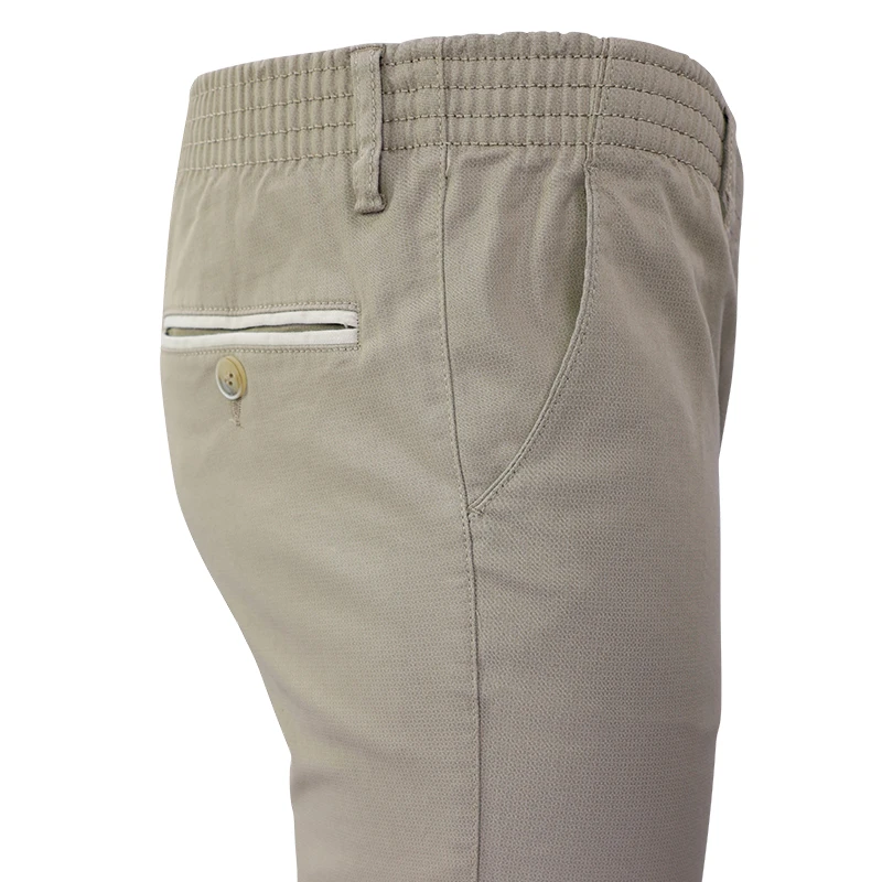 Com4 Elastische Taille Broek | Beige Stip | www.pietkoopmans.nl