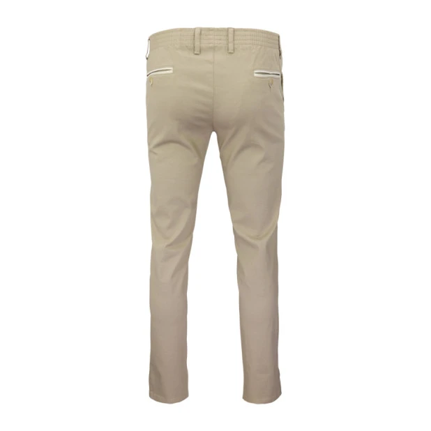 Com4 Elastische Taille Broek | Beige Stip | www.pietkoopmans.nl