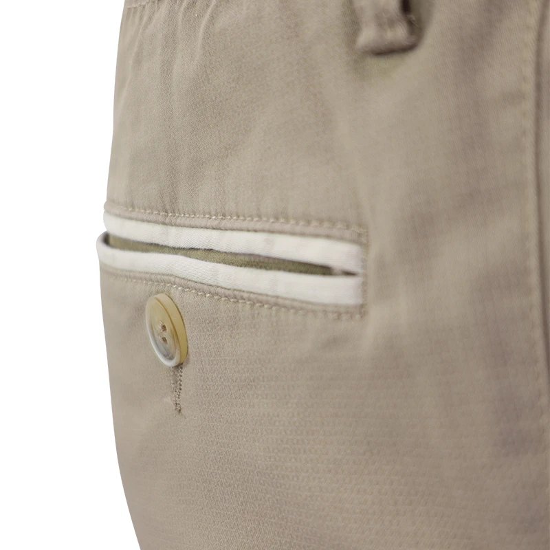 Com4 Elastische Taille Broek | Beige Stip | www.pietkoopmans.nl