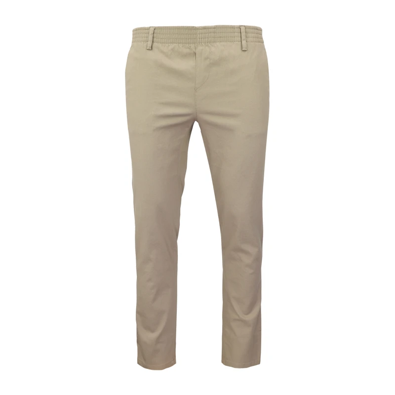 Com4 Elastische Taille Broek | Beige Stip | www.pietkoopmans.nl