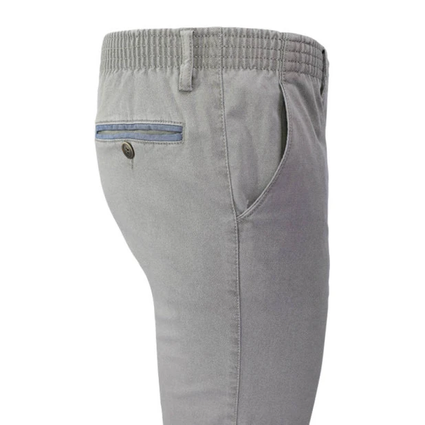 Com4 Elastische Taille Broek | Beige Blauw Gerstekorrel | www.pietkoopmans.nl