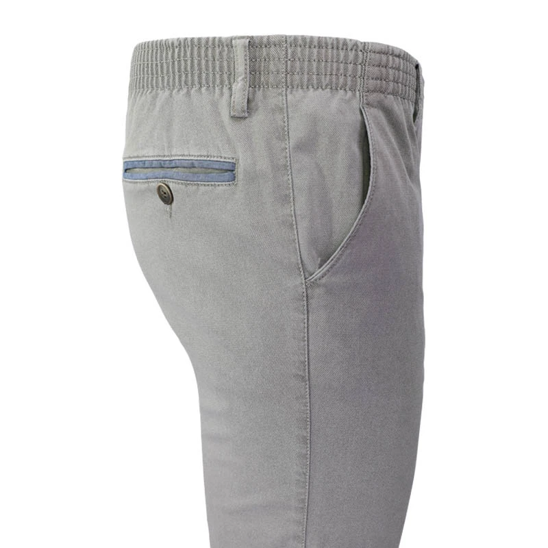 Com4 Elastische Taille Broek | Beige Blauw Gerstekorrel | www.pietkoopmans.nl
