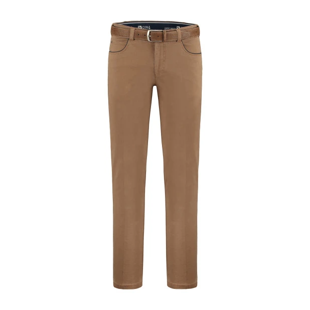 Com4 Sportieve Broek | Camel met Blauw | www.pietkoopmans.nl