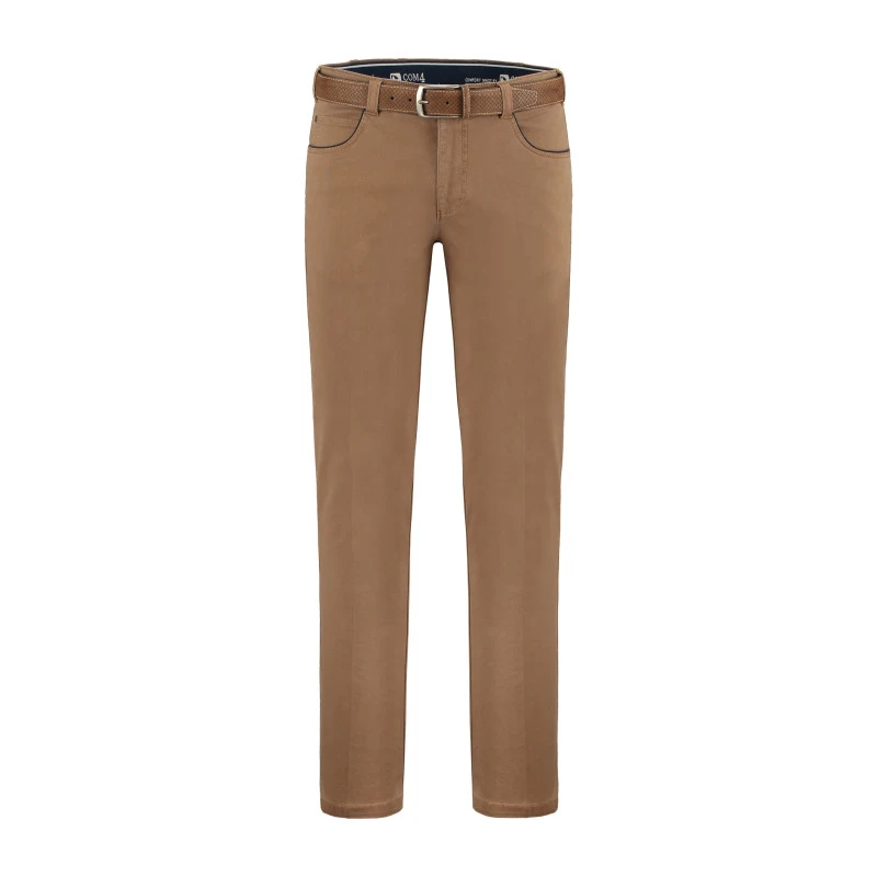 Com4 Sportieve Broek | Camel met Blauw | www.pietkoopmans.nl