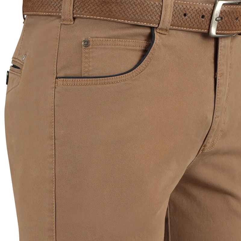 Com4 Sportieve Broek | Camel met Blauw | www.pietkoopmans.nl