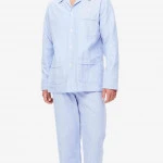 Derek Rose Flanel Pyjama | Lichtblauw Streep | www.pietkoopmans.nl