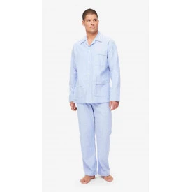 Derek Rose Flanel Pyjama | Lichtblauw Streep
