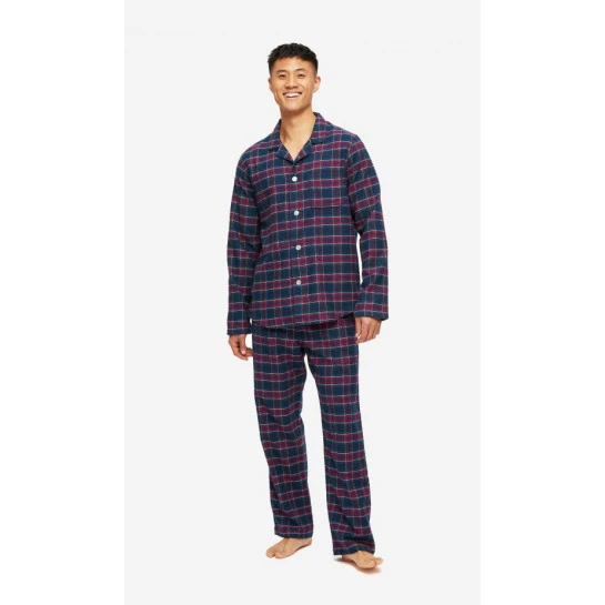 Derek Rose Flanel Pyjama | Rood Groen Geblokt | www.pietkoopmans.nl
