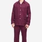 Derek Rose Flanel Pyjama | Bordeaux | www.pietkoopmans.nl