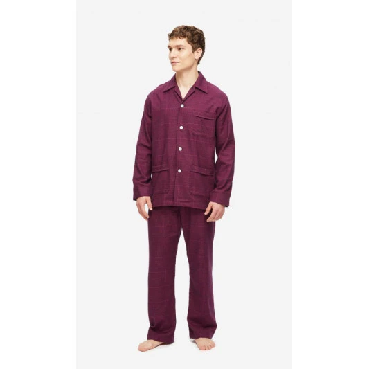Derek Rose Flanel Pyjama | Bordeaux | www.pietkoopmans.nl