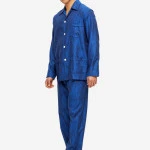 Derek Rose Pyjama Satijn | Blauw Zebra Print | www.pietkoopmans.nl