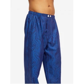 Derek Rose Pyjama Satijn | Blauw Zebra Print