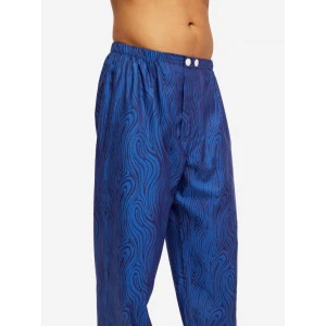 Derek Rose Pyjama Satijn | Blauw Zebra Print