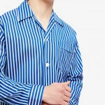 Derek Rose Pyjama Satijn | Blauw Gestreept | www.pietkoopmans.nl