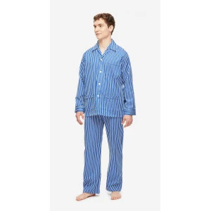 Derek Rose Satijn Pyjama | Blauw Gestreept