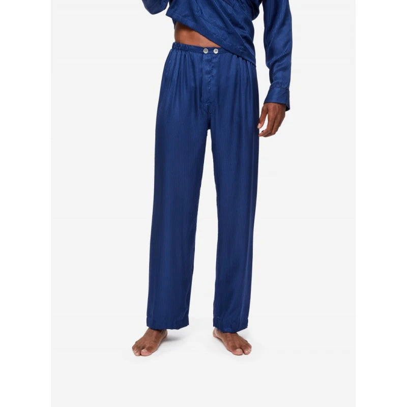 Derek Rose Zijde Pyjama | Marine Gestreept | www.pietkoopmans.nl