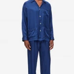 Derek Rose Zijde Pyjama | Marine Gestreept | www.pietkoopmans.nl