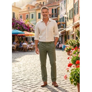 Elastische Taille Broek  | Meppel Khaki