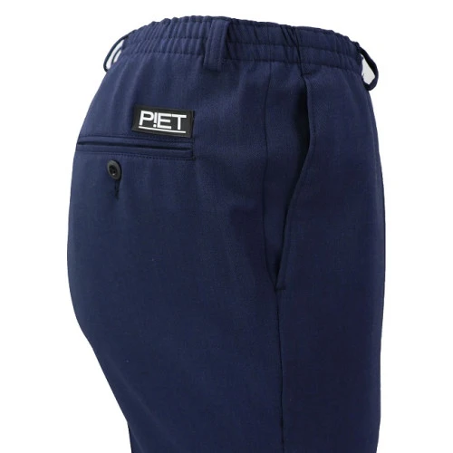 Elastische taille Pantalon Wol | Blauw | www.pietkoopmans.nl