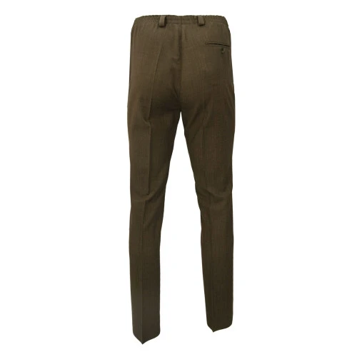 Elastische taille Pantalon Wol | Extra Lang Khaki | www.pietkoopmans.nl