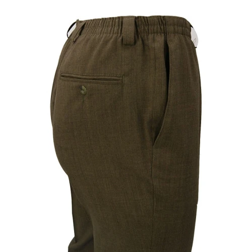 Elastische taille Pantalon Wol | Extra Lang Khaki | www.pietkoopmans.nl