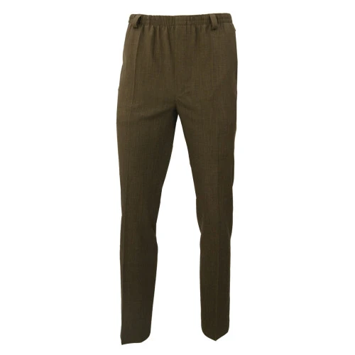 Elastische taille Pantalon Wol | Extra Lang Khaki | www.pietkoopmans.nl