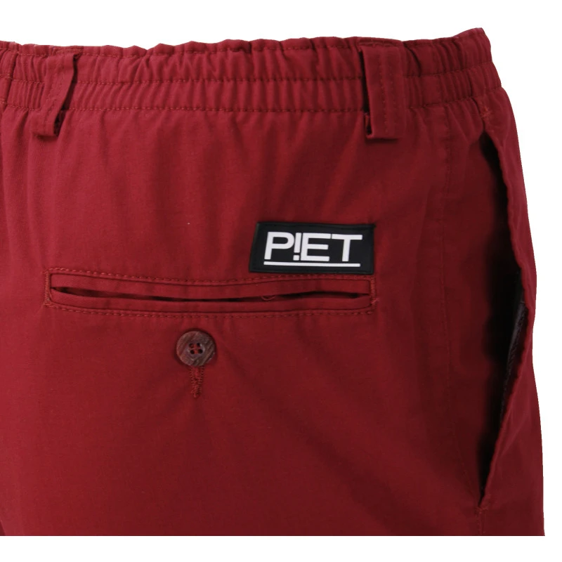 Piet Elastische Taille Korte Broek | Rood | www.pietkoopmans.nl