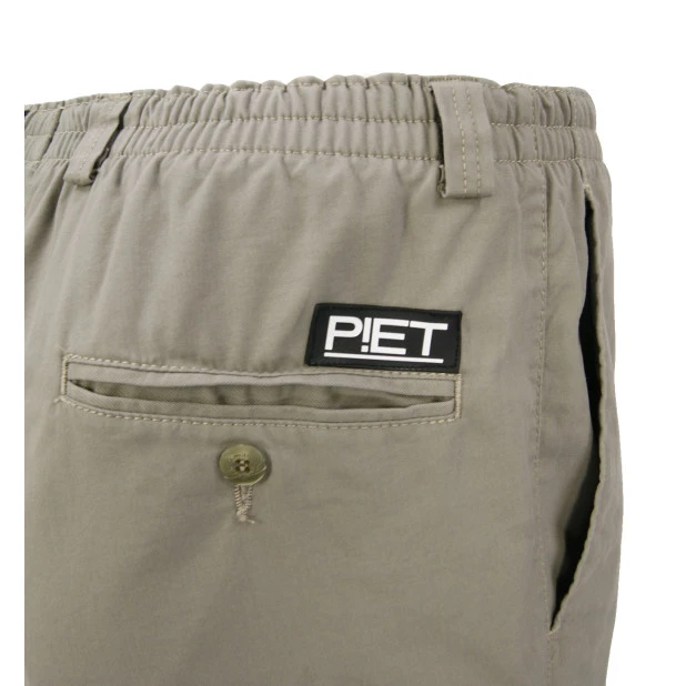 Piet Elastische Taille Korte Broek | Khaki | www.pietkoopmans.nl
