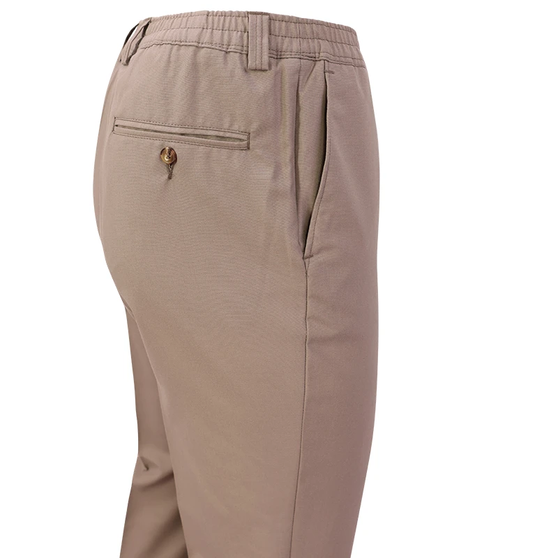 Elastische taille Pantalon Wol | Greige | www.pietkoopmans.nl