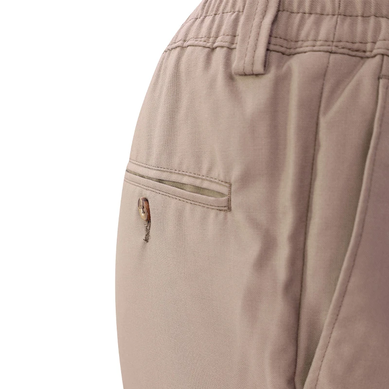 Elastische taille Pantalon Wol | Greige | www.pietkoopmans.nl