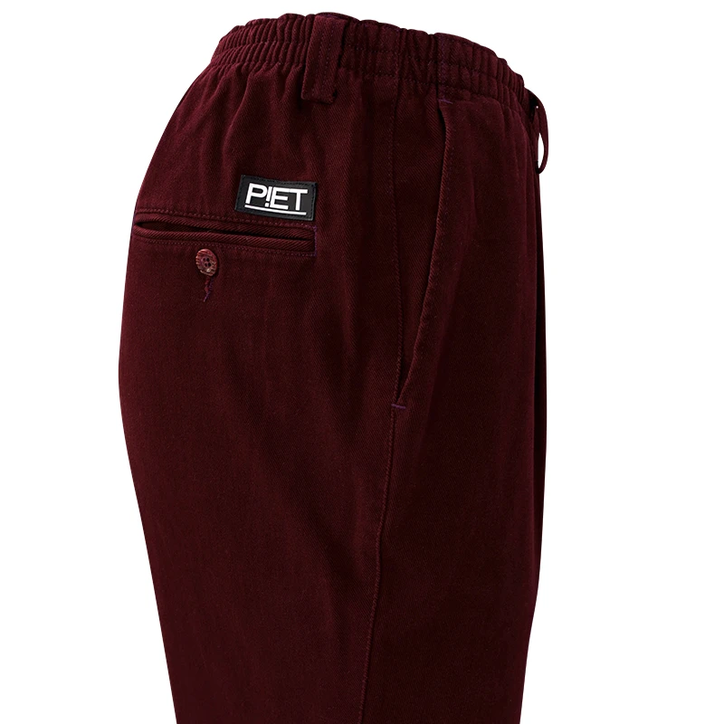 Piet Elastische Taille Broek | Bordeaux Velours