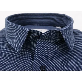 Eterna Overhemd Tricot | Marine Gerstekorrel