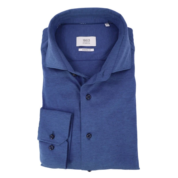 Eterna Overhemd Jersey | Midden Blauw | www.pietkoopmans.nl
