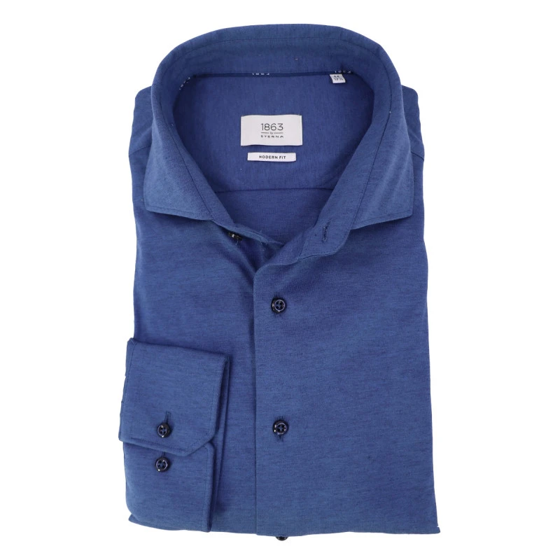Eterna Overhemd Jersey | Midden Blauw | www.pietkoopmans.nl