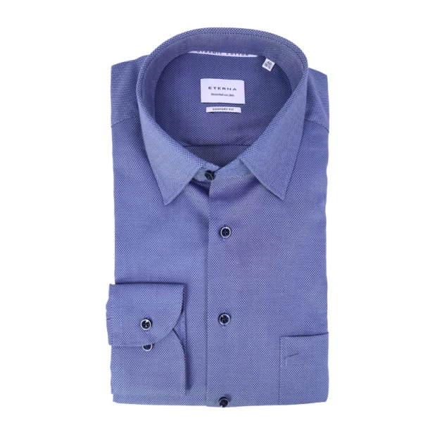 Eterna Overhemd Strijkvrij | Denim Print | www.pietkoopmans.nl