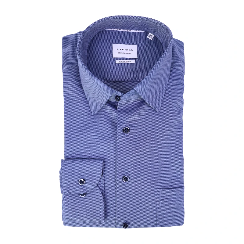 Eterna Overhemd Strijkvrij | Denim Print | www.pietkoopmans.nl