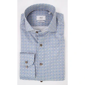 Eterna Overhemd Two Ply | Lichtblauw Print