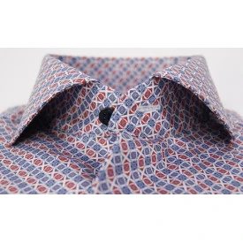Eterna Overhemd Two Ply | Rood Blauw Print