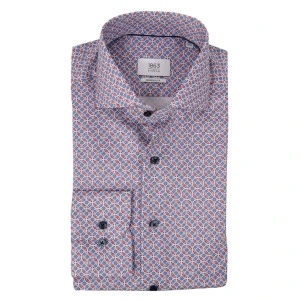 Eterna Overhemd Two Ply | Rood Blauw Print