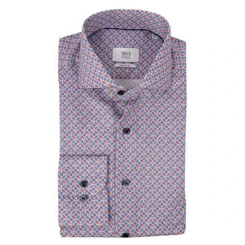 Eterna Overhemd Two Ply | Rood Blauw Print | www.pietkoopmans.nl