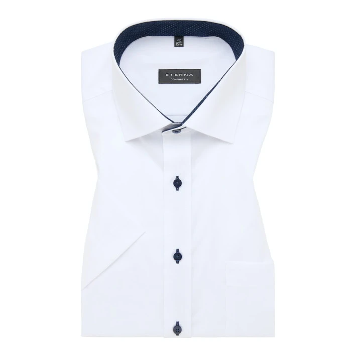 Eterna Shirt Korte Mouw Comfort Fit | Wit | www.pietkoopmans.nl
