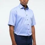 Eterna Shirt Korte Mouw Comfort Fit | Lichtblauw | www.pietkoopmans.nl