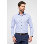 Eterna Modern Overhemd | Blauw Gesteept | www.pietkoopmans.nl