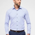 Eterna Modern Overhemd | Blauw Gesteept | www.pietkoopmans.nl