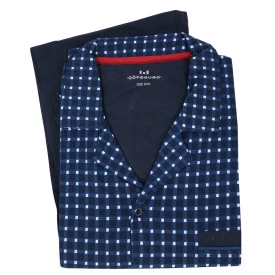 Gotzburg Pyjama Tricot Doorknoop | Blauw Geblokt